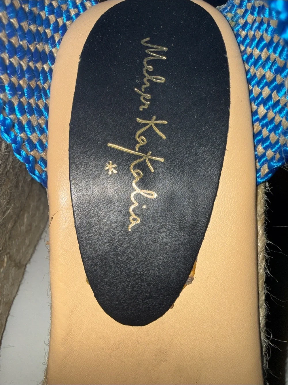 Meher Kakalia Wedge Sandals Espadrille Blue Green Embroidered Butterfly EU 39